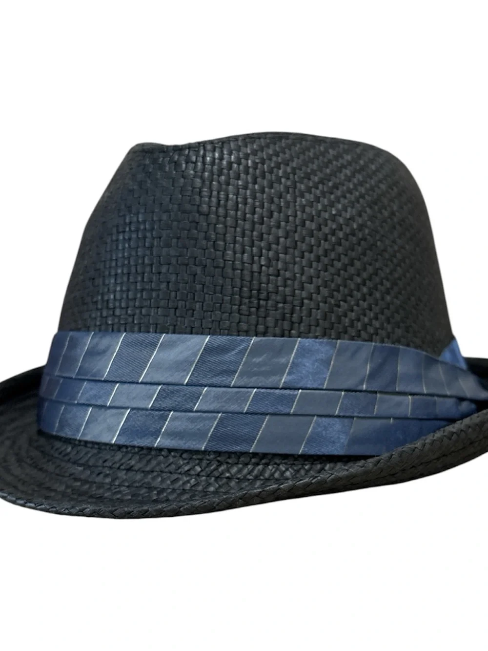PETER GRIMM Fedora Hat Trilby Black Size L/XL Blue Silk Band Structured